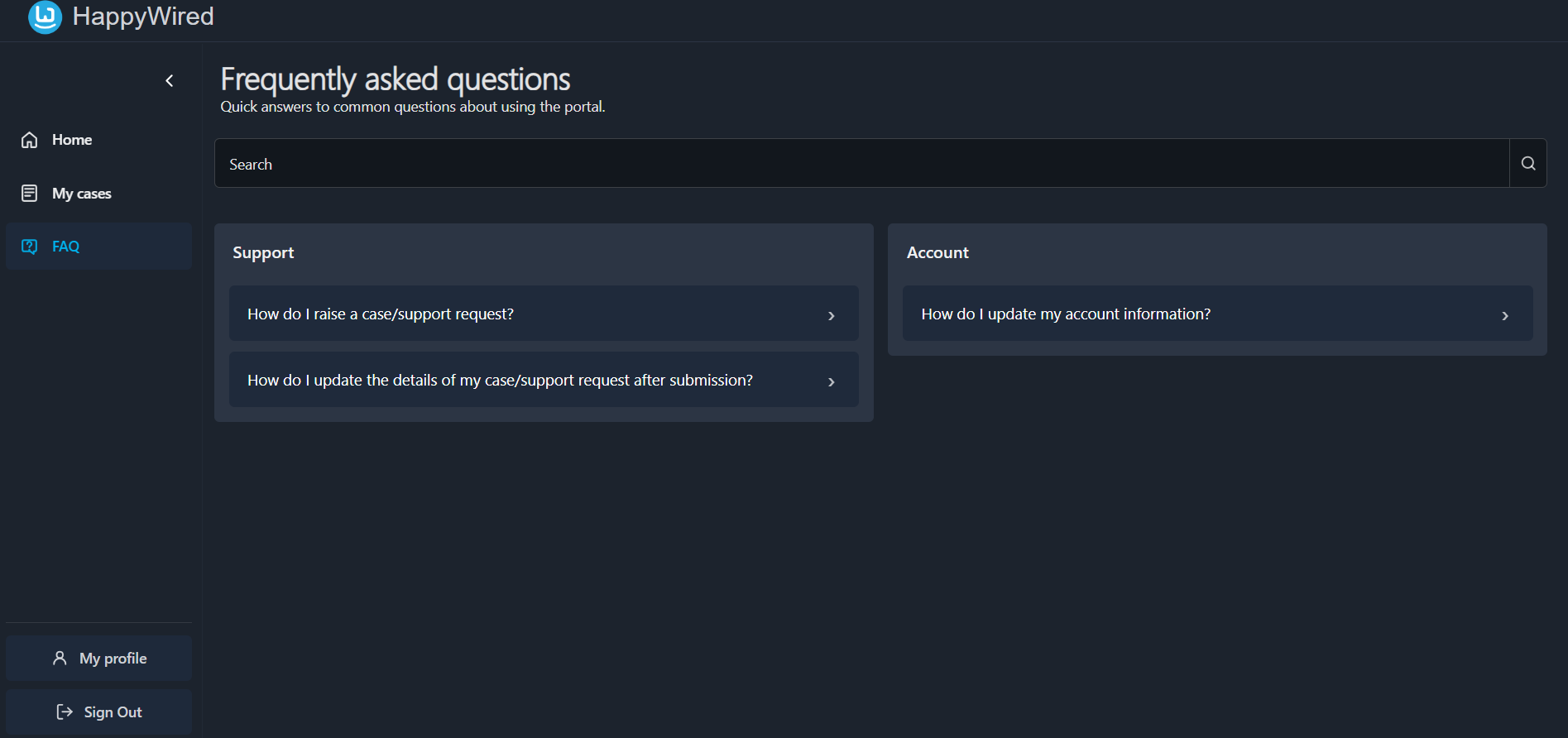 FAQ page screenshot